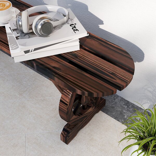 Outsunny Dvousedací Zahradní Lavice Dřevěná Lavice se 2 Dekorativními Koly Rustikální Styl Nosnost 200 kg pro Patio Terasu 120x29x39 cm Spálená | Aoso