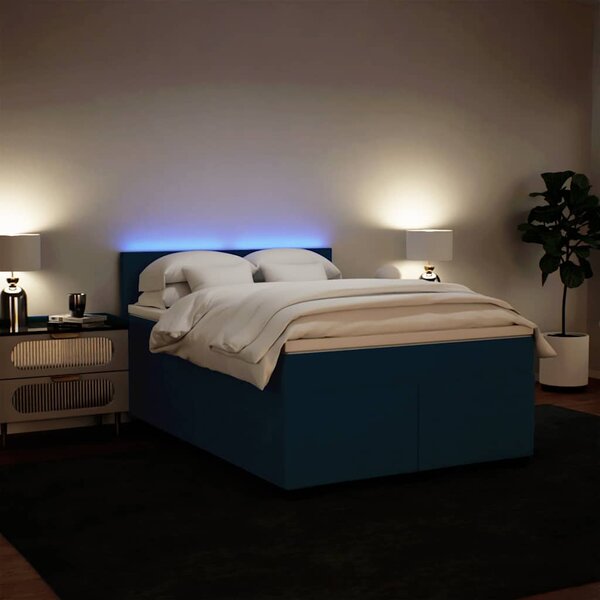 Box spring postel s matrací modrá 140 x 190 cm samet 3288604