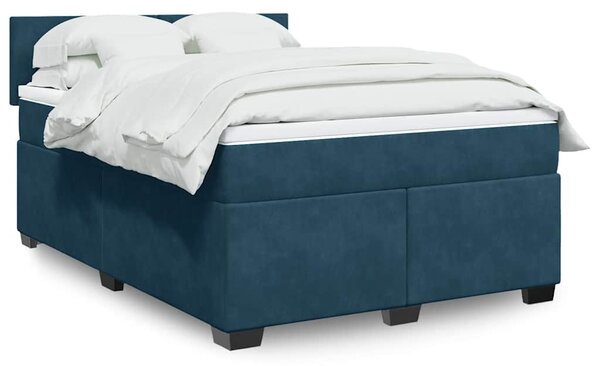 Box spring postel s matrací modrá 140 x 190 cm samet 3288604