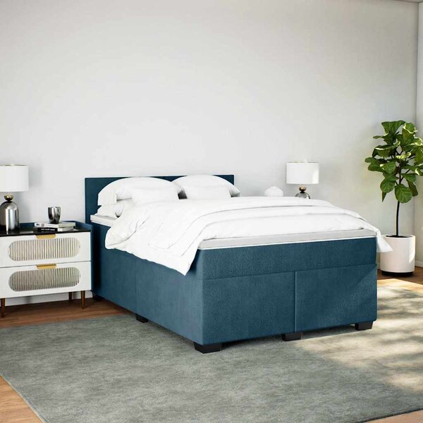 Box spring postel s matrací modrá 140 x 190 cm samet 3288604
