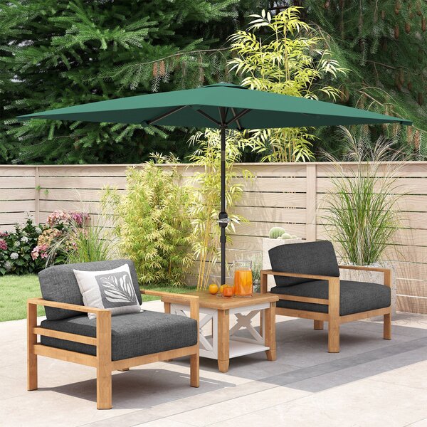 Outsunny Hliníkový Slunečník 195x295x253 cm Obdélníkový Zahradní Slunečník s Kličkou a Odnímatelným Sloupem pro Terasu, Bazén, Patio, Venku Zelený | A