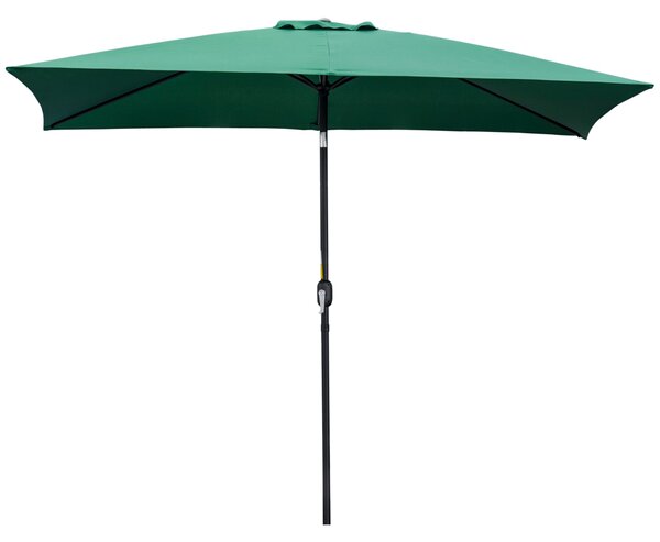 Outsunny Hliníkový Slunečník 195x295x253 cm Obdélníkový Zahradní Slunečník s Kličkou a Odnímatelným Sloupem pro Terasu, Bazén, Patio, Venku Zelený | A