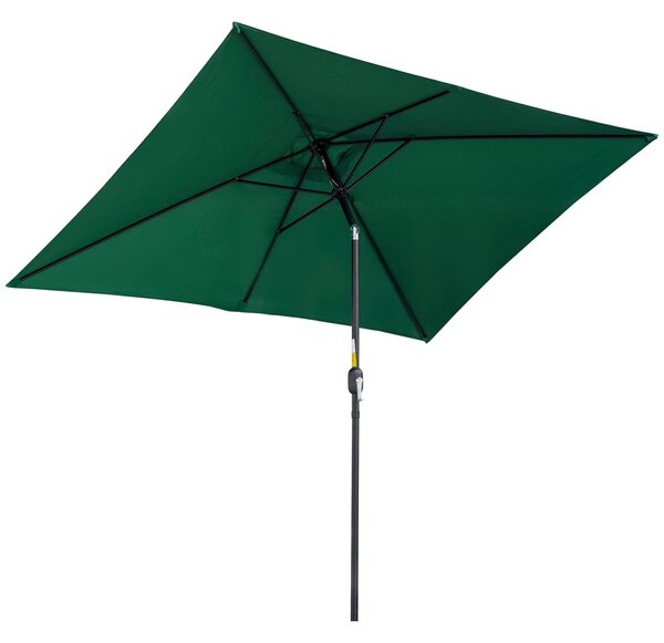 Outsunny Hliníkový Slunečník 195x295x253 cm Obdélníkový Zahradní Slunečník s Kličkou a Odnímatelným Sloupem pro Terasu, Bazén, Patio, Venku Zelený | A