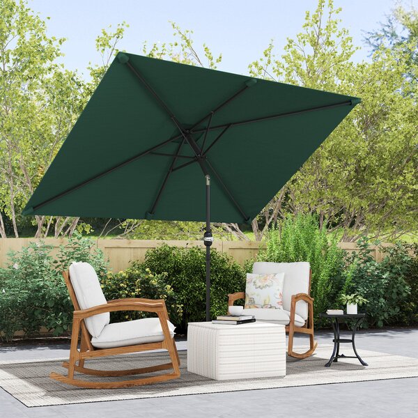 Outsunny Hliníkový Slunečník 195x295x253 cm Obdélníkový Zahradní Slunečník s Kličkou a Odnímatelným Sloupem pro Terasu, Bazén, Patio, Venku Zelený | A