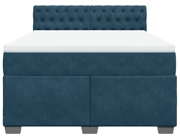 Box spring postel s matrací modrá 140 x 190 cm samet 3288616