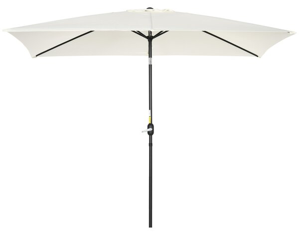 Outsunny Hliníkový Slunečník 200x300x253 cm Obdélníkový Zahradní Parasole s Kolečkem a Odnímatelným Postem proti UV záření pro Terasu, Bazén, Patio, E