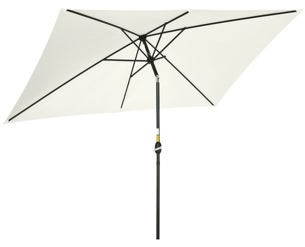 Outsunny Hliníkový Slunečník 200x300x253 cm Obdélníkový Zahradní Parasole s Kolečkem a Odnímatelným Postem proti UV záření pro Terasu, Bazén, Patio, E
