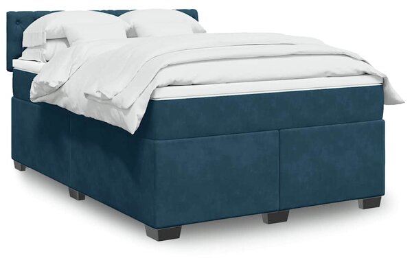 Box spring postel s matrací modrá 140 x 190 cm samet 3288616
