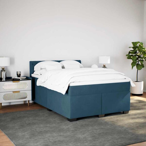 Box spring postel s matrací modrá 140 x 190 cm samet 3288616