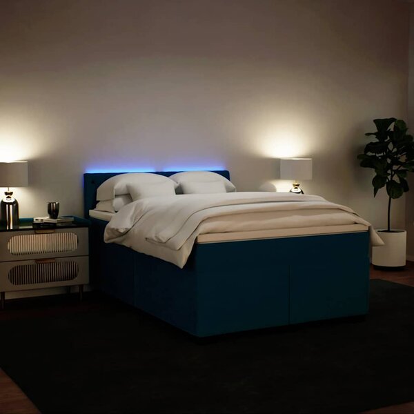 Box spring postel s matrací modrá 140 x 190 cm samet 3288616