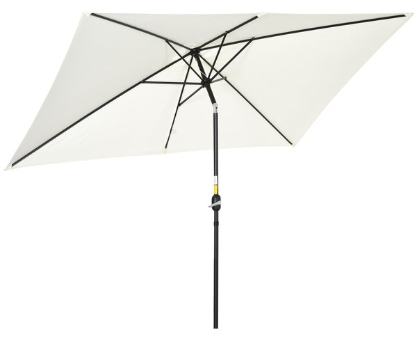 Outsunny Hliníkový Slunečník 200x300x253 cm Obdélníkový Zahradní Parasole s Kolečkem a Odnímatelným Postem proti UV záření pro Terasu, Bazén, Patio, E