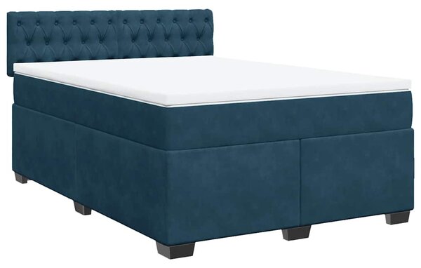 Box spring postel s matrací modrá 140 x 190 cm samet 3288616