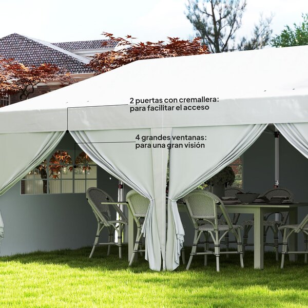 Skládací altán Outsunny 6x3 m s 6 odnímatelnými bočními stěnami, voděodolný, anti-UV a s taškou na přenášení – zahradní pavilon na kempování a večírky