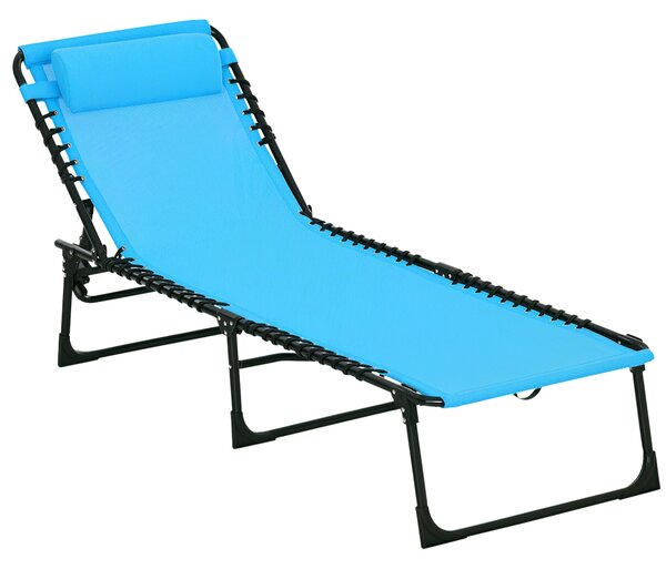 Skládací a nastavitelný slunečník Outsunny s 4 pozicemi sklopení, zahradní křeslo se systémem bungee pro venkovní použití, ocelový rám 189x58x30 cm, s