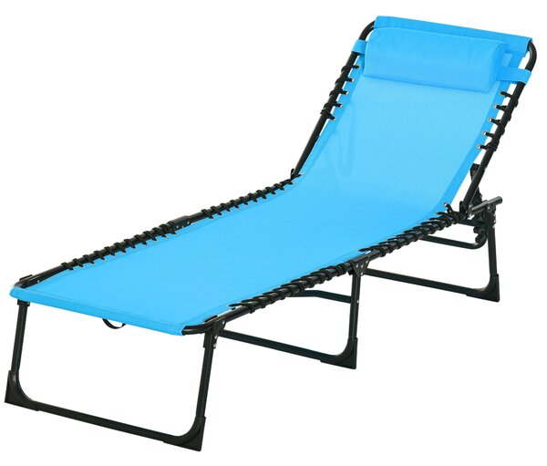 Skládací a nastavitelný slunečník Outsunny s 4 pozicemi sklopení, zahradní křeslo se systémem bungee pro venkovní použití, ocelový rám 189x58x30 cm, s