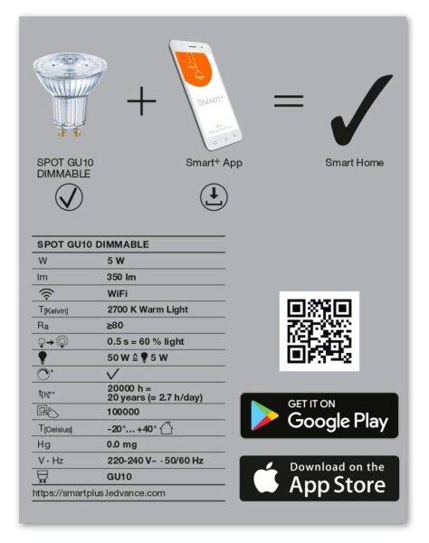 LED Stmívatelná žárovka SMART+ GU10/5W/230V 2700K - Ledvance