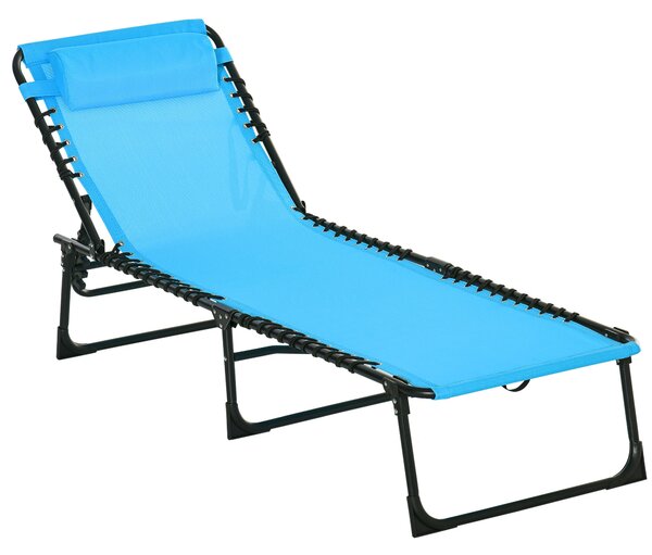Skládací a nastavitelný slunečník Outsunny s 4 pozicemi sklopení, zahradní křeslo se systémem bungee pro venkovní použití, ocelový rám 189x58x30 cm, s