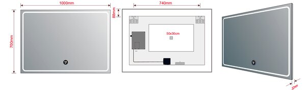 Sapho Sapho, GEMINI zrcadlo s LED osvětlením 100x70cm, chytré funkce, GM100K