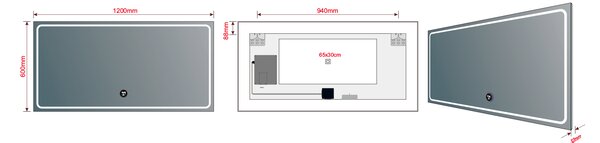 Sapho Sapho, GEMINI zrcadlo s LED osvětlením 120x60cm, chytré funkce, GM120K