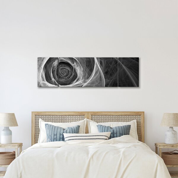 Obraz - Abstraktní růže černobílá (170x50 cm)