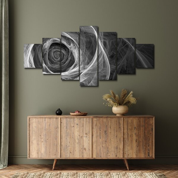 Obraz - Abstraktní růže černobílá (210x100 cm)