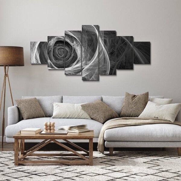 Obraz - Abstraktní růže černobílá (210x100 cm)
