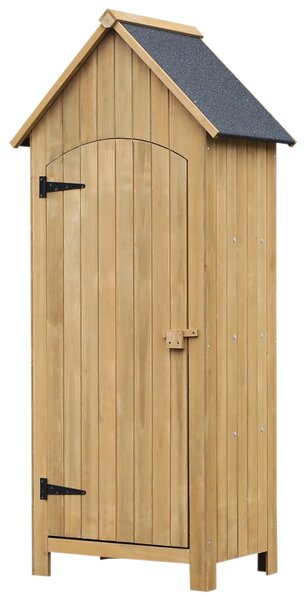 Outsunny Zahradní Chata z Dřeva 77,5x54,2x179,5 cm 0,3 m² Exteriérová Zahradní Chata s Uložením Nářadí, 3 Policemi a 2 Zamykacími Dveřmi pro Terasu |