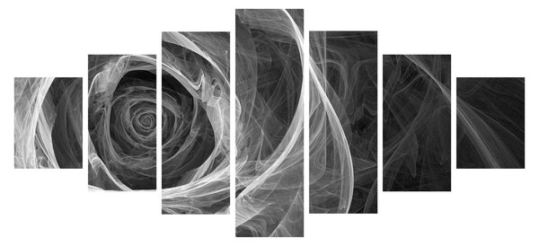 Obraz - Abstraktní růže černobílá (210x100 cm)