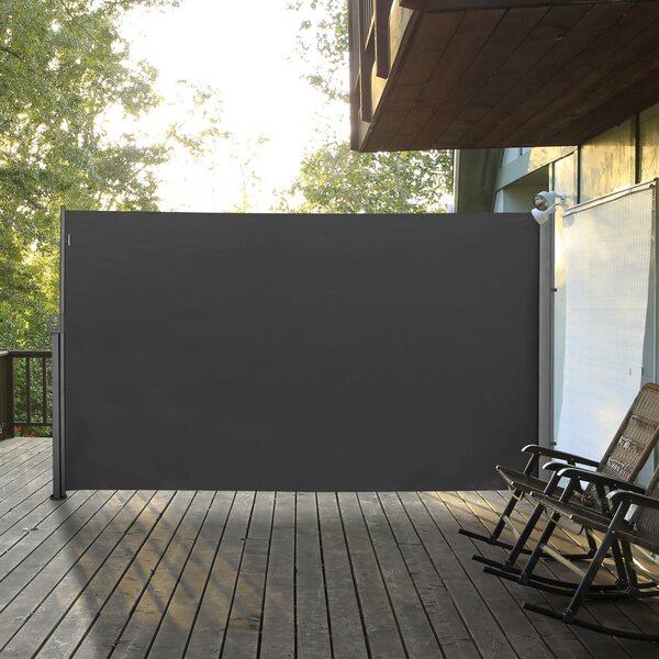 Zatahovací boční markýza Outsunny 300x180 cm - Rolovací obrazovka, voděodolná a UV ochranou pro zahradu, balkon, terasu, šedá | Aosom