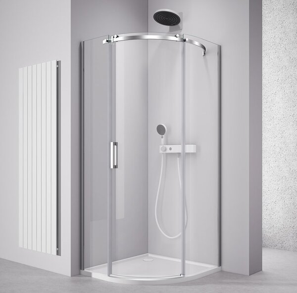 Polysan Polysan, THRON ROUND čtvrtkruhová sprchová zástěna 900x900mm, čiré sklo, pravá, TL2690R-5005