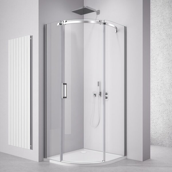 Polysan Polysan, THRON SQUARE čtvrtkruhová sprchová zástěna 900x900mm, čiré sklo, pravá, TL2690R-5002