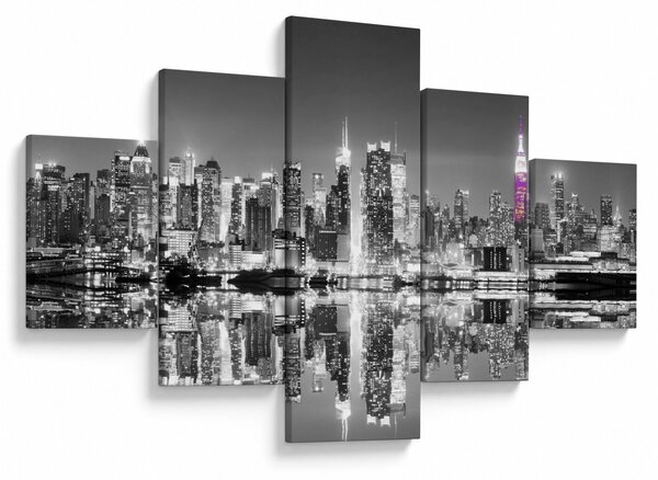 Obraz - New York a fialový mrakodrap (125x70 cm)