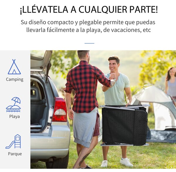 Skládací a polohovací sluneční lehátko Outsunny s nastavitelným opěradlem a podhlavníkem ve 5 úrovních z prodyšného textilního materiálu 182x56x28 cm