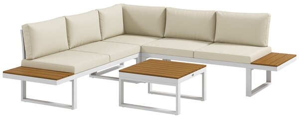 Outsunny 4dílný zahradní nábytkový set na venkovní terasu - zahradní souprava zahrnuje 2 dvojité pohovky, 1 rohovou pohovku a konferenční stolek s pol