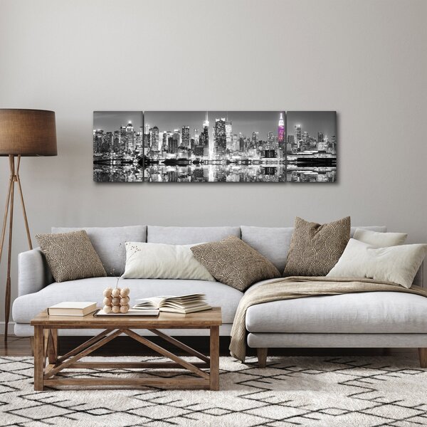 Obraz - New York a fialový mrakodrap (170x50 cm)