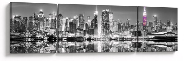 Obraz - New York a fialový mrakodrap (170x50 cm)