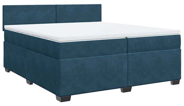 Box spring postel s matrací modrá 200 x 200 cm samet 3288700