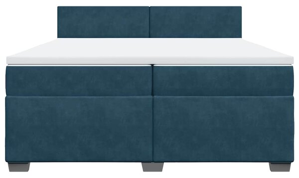 Box spring postel s matrací modrá 200 x 200 cm samet 3288700