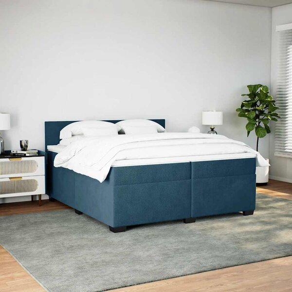 Box spring postel s matrací modrá 200 x 200 cm samet 3288700