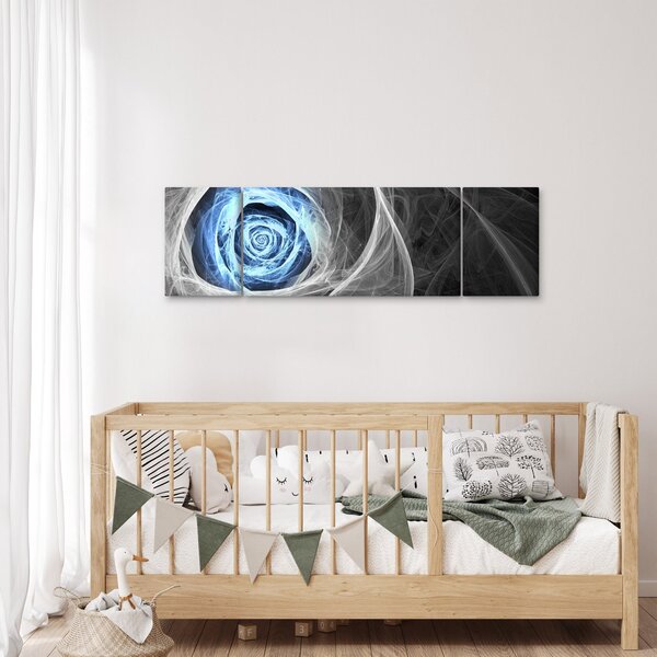 Obraz - Abstraktní růže modrá (170x50 cm)