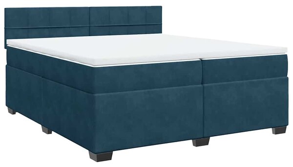 Box spring postel s matrací modrá 200 x 200 cm samet 3288706