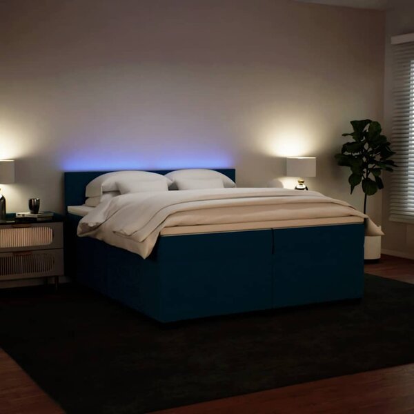 Box spring postel s matrací modrá 200 x 200 cm samet 3288706