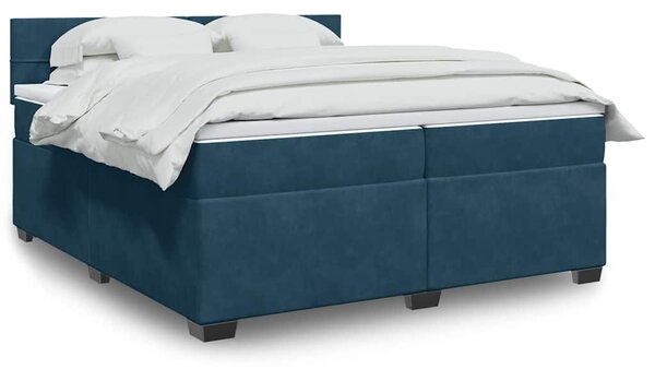 Box spring postel s matrací modrá 200 x 200 cm samet 3288706