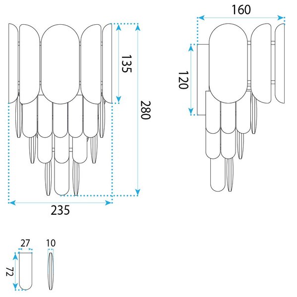 Toolight Toolight, nástěnné svítidlo, 2xE14, SWE102-W, zlatá lesklá, OSW-30225