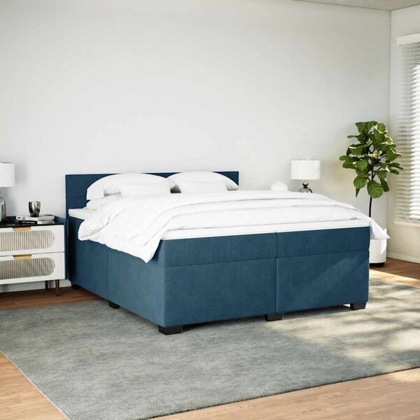 Box spring postel s matrací modrá 200 x 200 cm samet 3288706