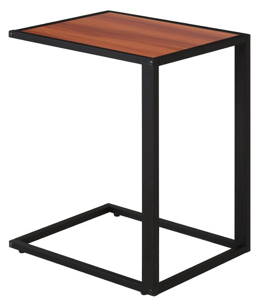 HOMCOM Malý Boční Stolek pro Pohovku ve Tvaru C s Kovovým Rámem a MDF Dřevěným Plošným pro Obývací Pokoj 40,6x50,8x64,2 cm Ořech | Aosom