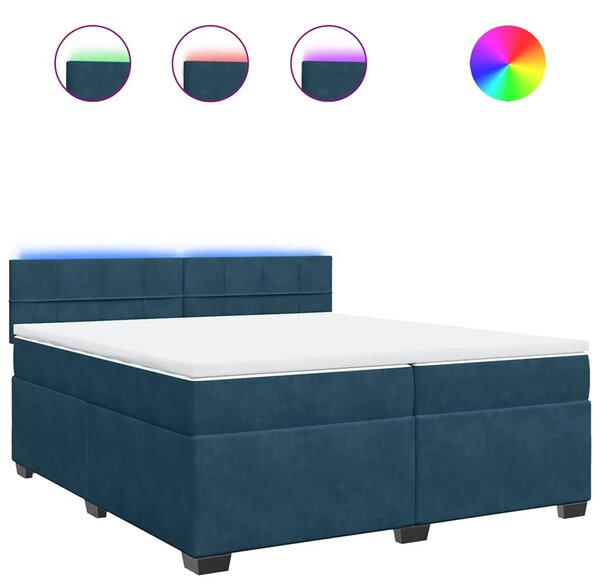 Box spring postel s matrací modrá 200 x 200 cm samet 3288706