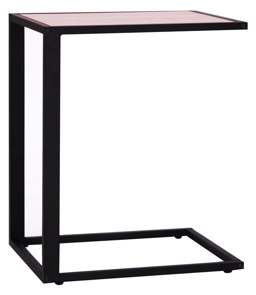 HOMCOM Malý Boční Stolek pro Pohovku ve Tvaru C s Kovovým Rámem a MDF Dřevěným Plošným pro Obývací Pokoj 40,6x50,8x64,2 cm Ořech | Aosom