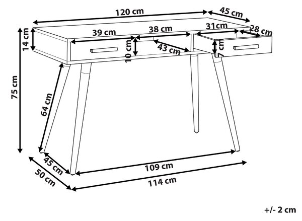 Pracovní stůl FRISCO Šedá 120 cm 45 cm se zásuvkami