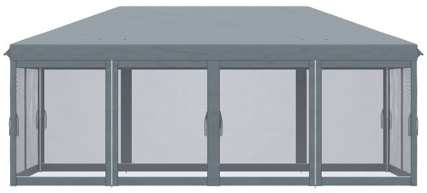 Outsunny Skládací Gazebo 6x3 m s 6 Anti-UV Moskytiérovými Stěnami a Pouzdrem pro Kempování Šedá | Aosom